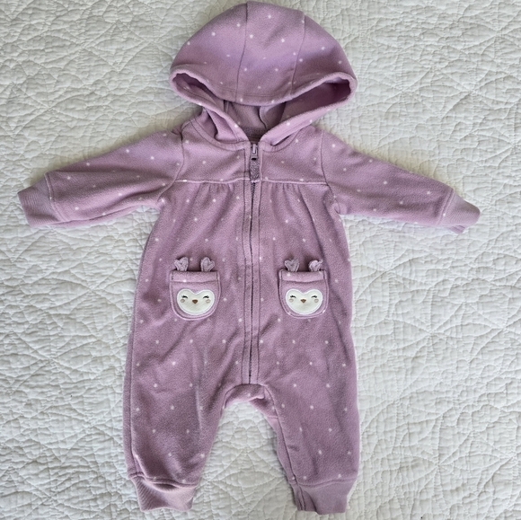 Carter's Other - Carter's Newborn Fleece Footless One Piece Purple Polkadot NB